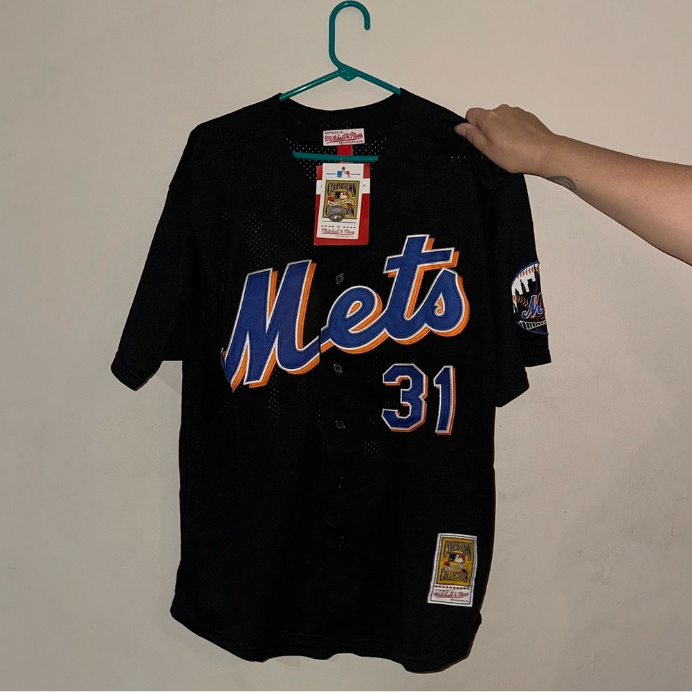Mitchell & Ness Black Mets Jersey with Blue and Orange Logo